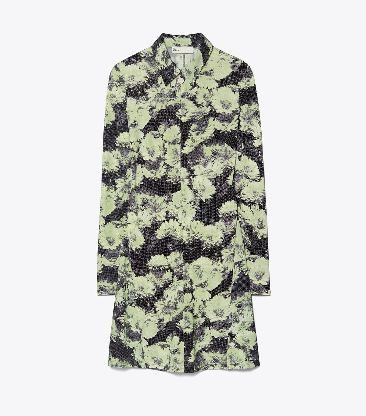 Tory Burch Deals - Printed Jersey Polo Dress - Green Pixel Floral