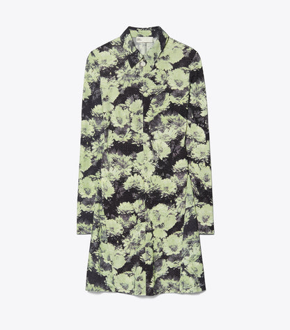Tory Burch Deals - Printed Jersey Polo Dress - Green Pixel Floral