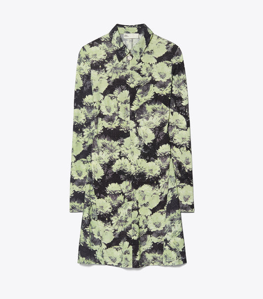 Tory Burch Deals - Printed Jersey Polo Dress - Green Pixel Floral