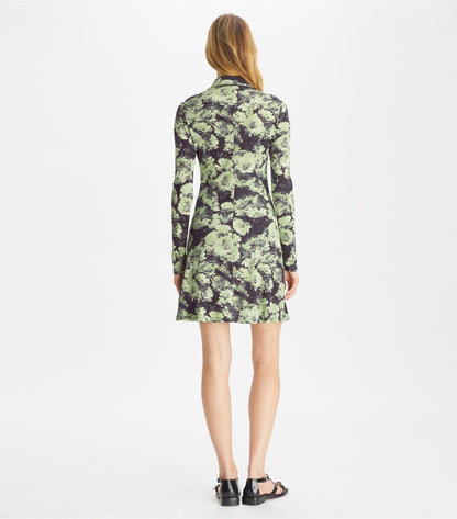 Tory Burch Deals - Printed Jersey Polo Dress - Green Pixel Floral