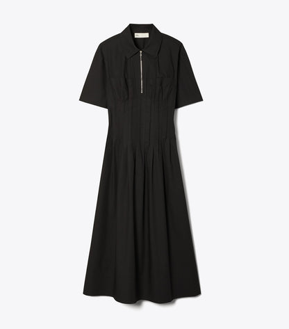 Tory Burch Exclusive - Poplin Pleat-Waist Dress - Black