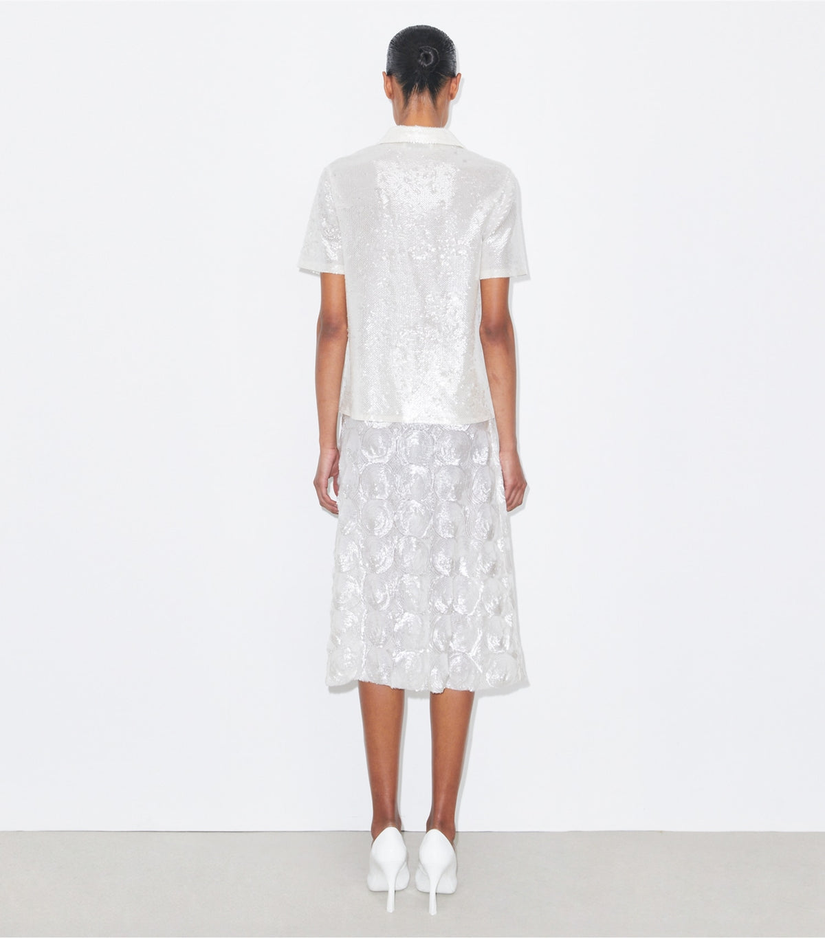Tory Burch Everyday - Embellished Sequin Skirt - Marshmallow