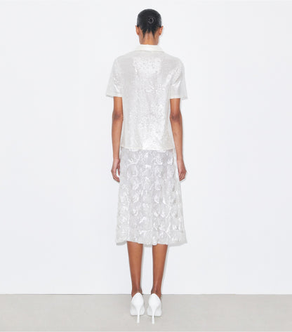 Tory Burch Everyday - Embellished Sequin Skirt - Marshmallow