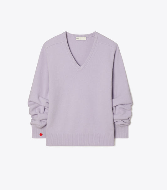 Tory Burch Exclusive - Wool V-Neck Sweater - Lavender Dusk