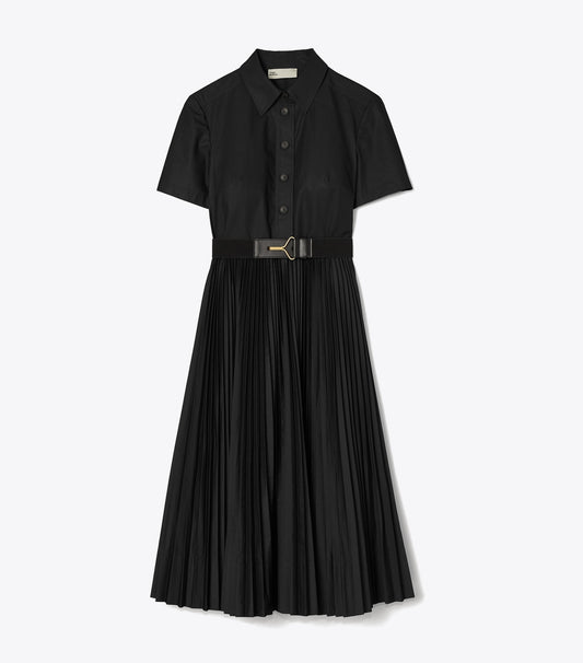 Tory Burch Hot Sale - Poplin Pleated Shirtdress - Black
