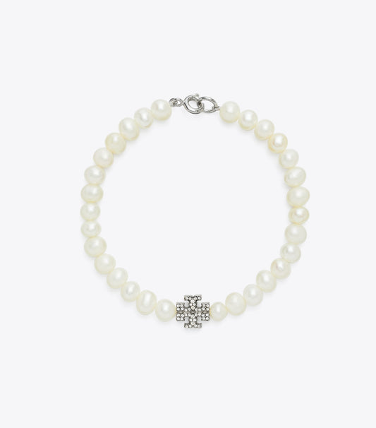 Tory Burch Best Price - Moondance Pearl and Pavé Bracelet - Tory Silver / Crystal / Pearl