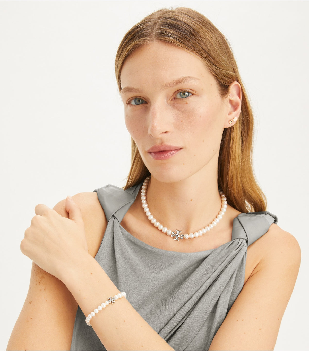 Tory Burch Best Price - Moondance Pearl and Pavé Bracelet - Tory Silver / Crystal / Pearl