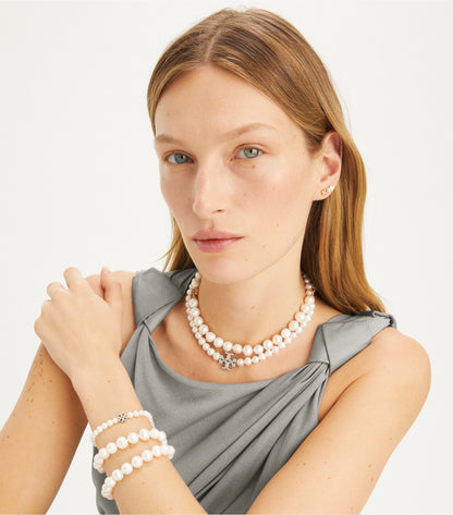 Tory Burch Best Price - Moondance Pearl and Pavé Bracelet - Tory Silver / Crystal / Pearl