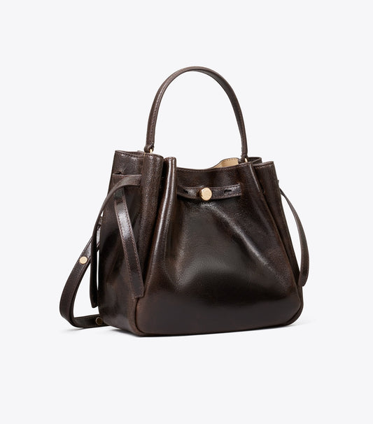 Tory Burch Classic - Romy Distressed Bucket Bag - Dark Brown
