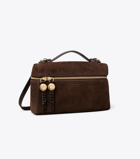 Tory Burch Special Offer - Romy Suede Slim Top Handle Bag - Dark Cocoa