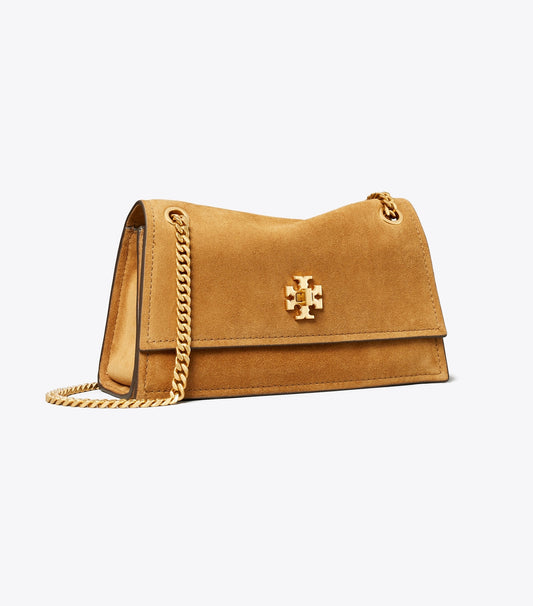 Tory Burch Classic - Mini Kira Turnlock Suede Shoulder Bag - Toffee