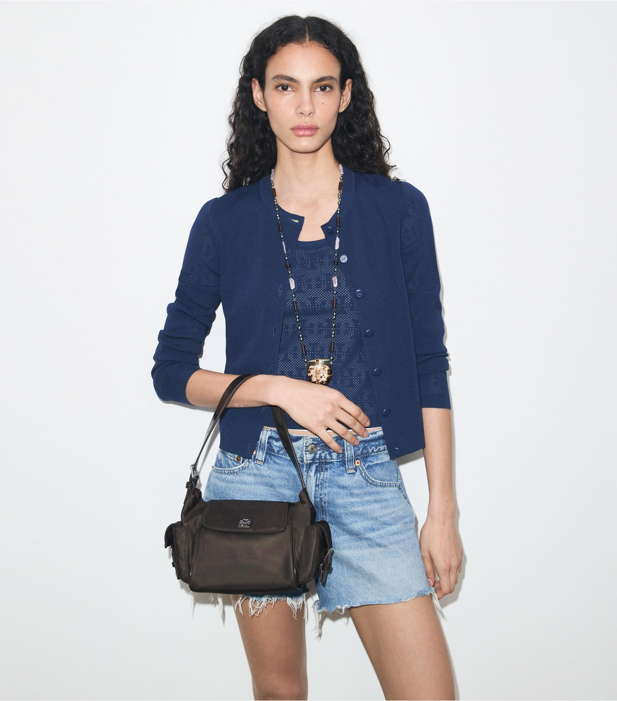 Tory Burch Best Seller - Virginia Pocket Shoulder Bag - Dark Brown