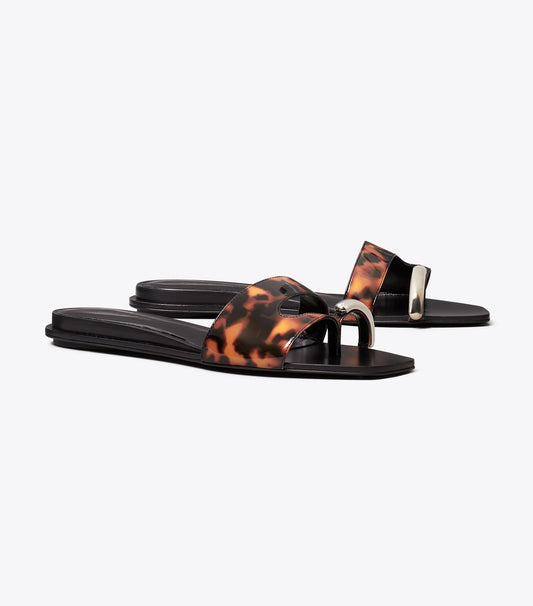 Tory Burch Exclusive - Pierced Slide - Tortoise / Silver