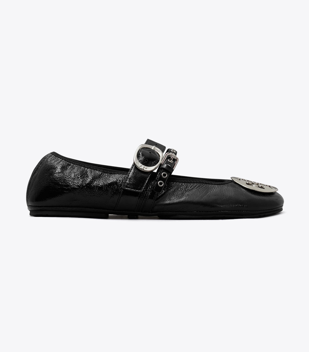Tory Burch Great Value - Reva Punk Travel Ballet - Perfect Black / Silver