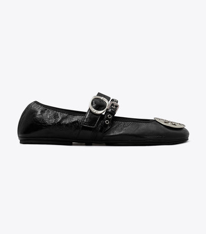 Tory Burch Great Value - Reva Punk Travel Ballet - Perfect Black / Silver