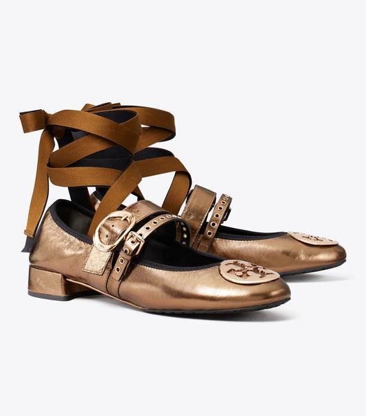 Tory Burch Great Value - Reva Punk Heeled Ballet - Copper Freeze / Copper