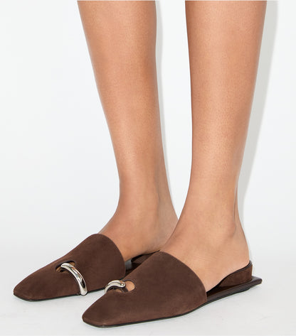 Tory Burch Sale - Pierced Mule - Dark Cocoa / Silver