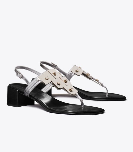 Tory Burch Everyday - Gladiator Capri Heeled Sandal - Silver