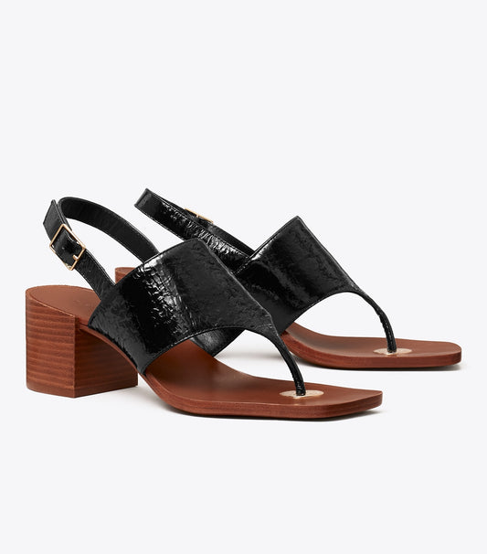 Tory Burch Everyday - Double T Coin Heeled Sandal - Perfect Black