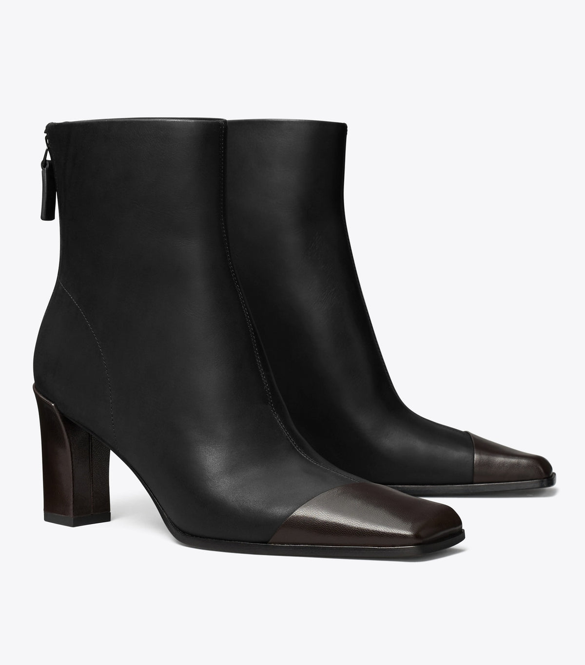 Tory Burch Discount - Asymmetric Cap-Toe Ankle Boot - Perfect Black / Coco