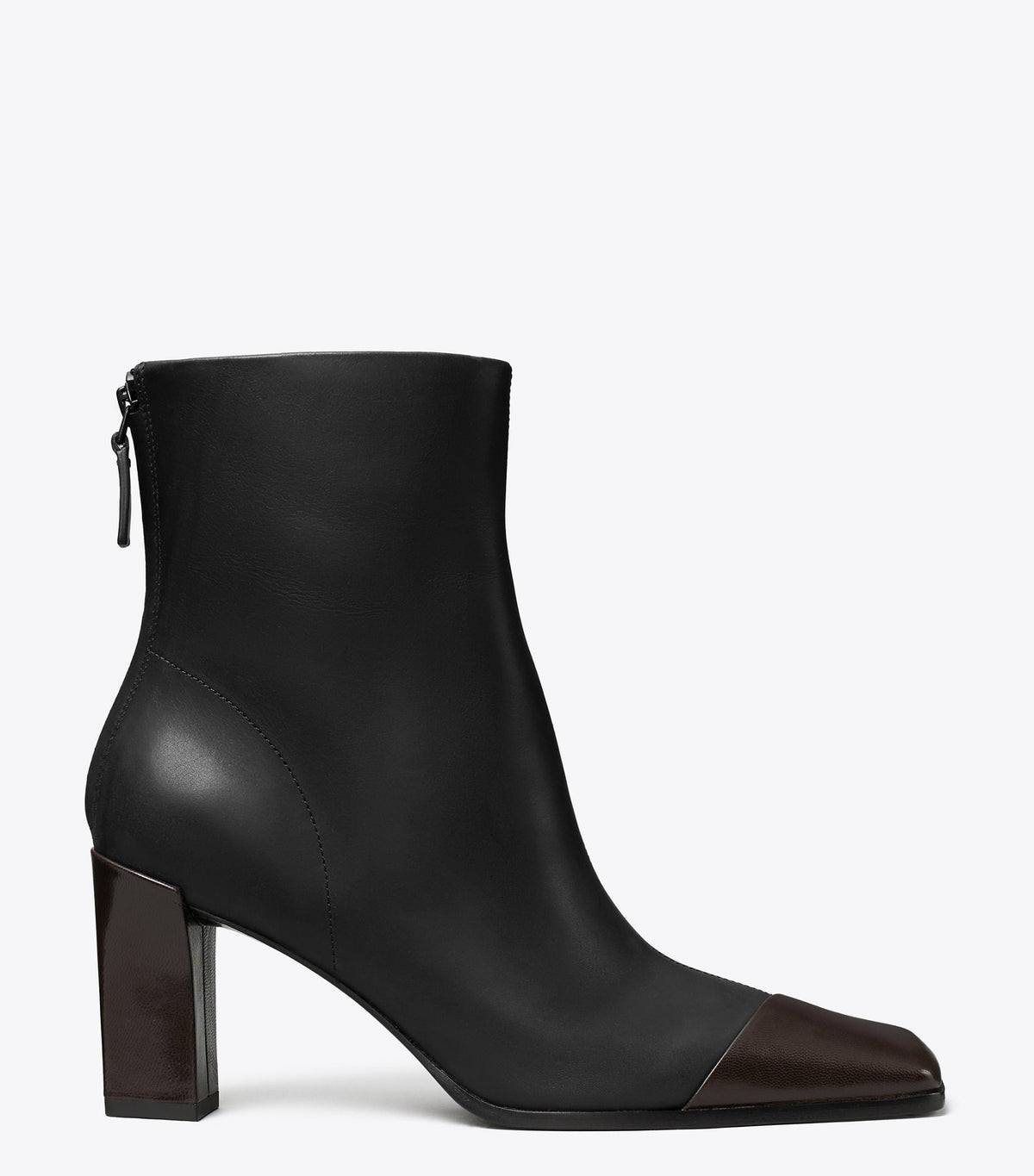 Tory Burch Discount - Asymmetric Cap-Toe Ankle Boot - Perfect Black / Coco