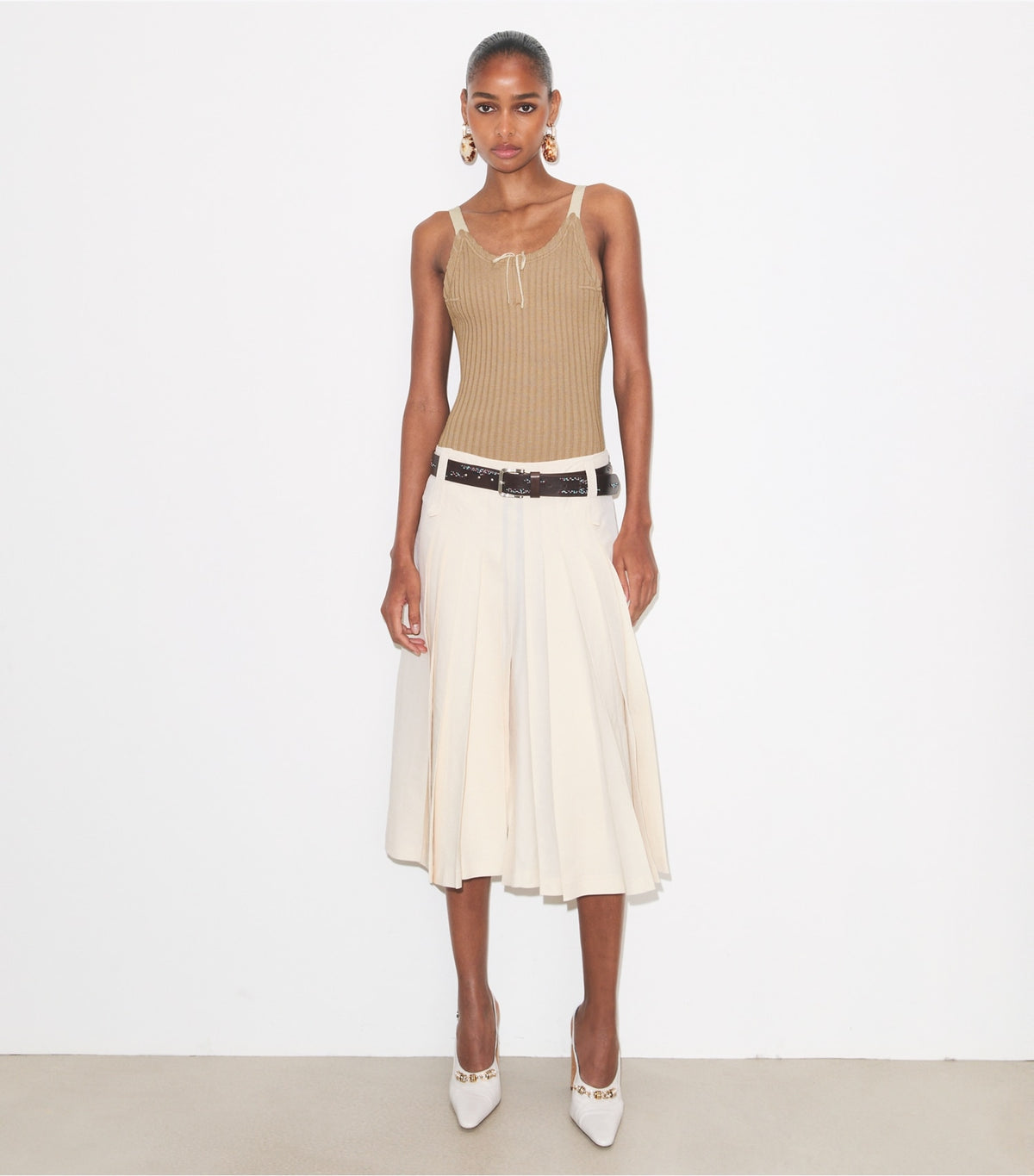 Tory Burch Exclusive - Pleated Skirt - Cream