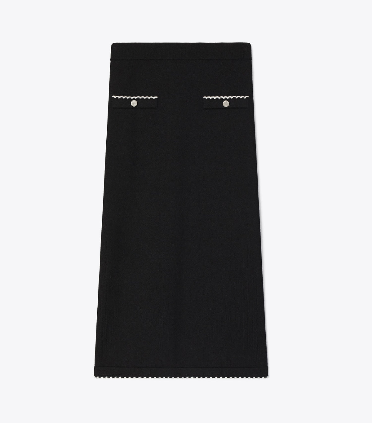 Tory Burch Sale - Wool Scalloped Skirt - Black / New Ivory