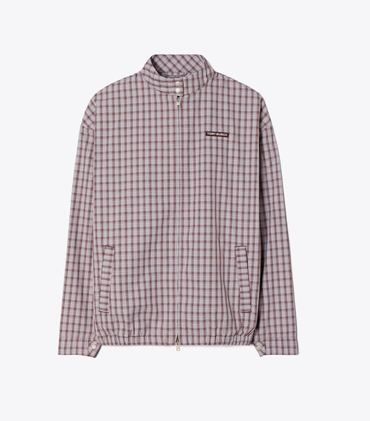 Tory Burch Hot Sale - Nylon Plaid Golf Jacket - Burgundy Plaid