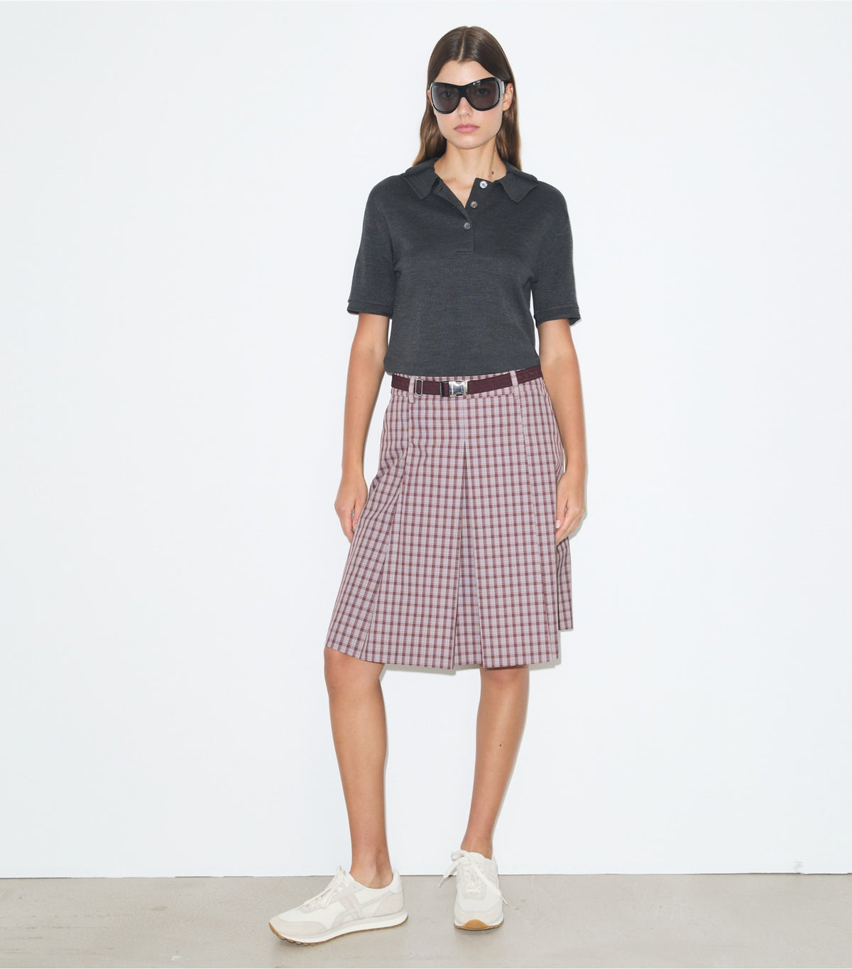 Tory Burch Signature - Plaid Golf Skirt - Burgundy Plaid