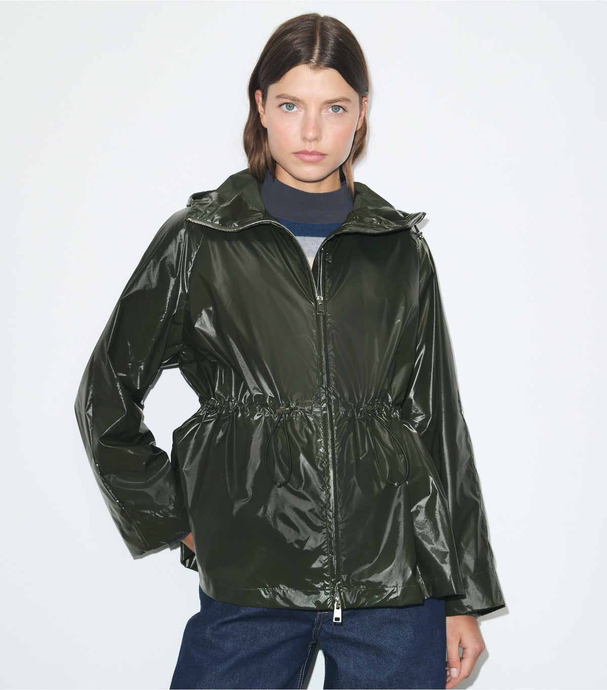 Tory Burch Trusted - Nylon Cinched Jacket - Olive Green