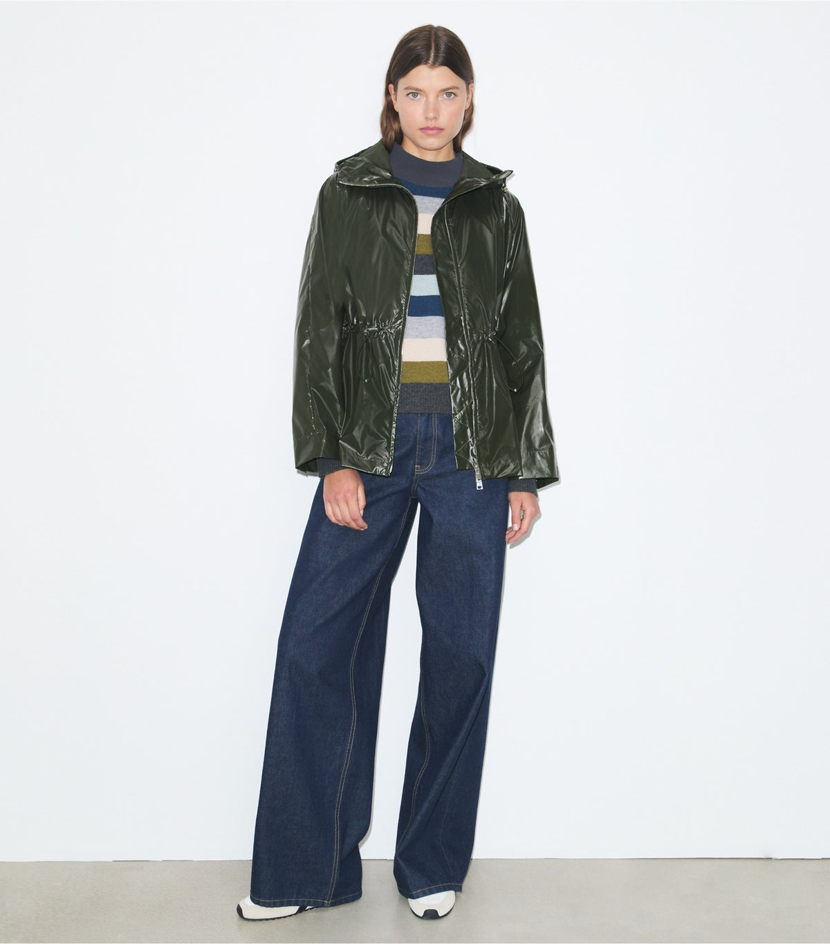 Tory Burch Trusted - Nylon Cinched Jacket - Olive Green