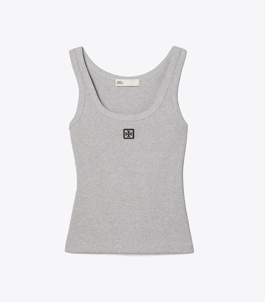 Tory Burch Great Value - Cotton Scoop Tank - Medium Heather Gray