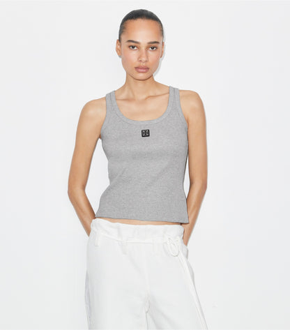 Tory Burch Great Value - Cotton Scoop Tank - Medium Heather Gray