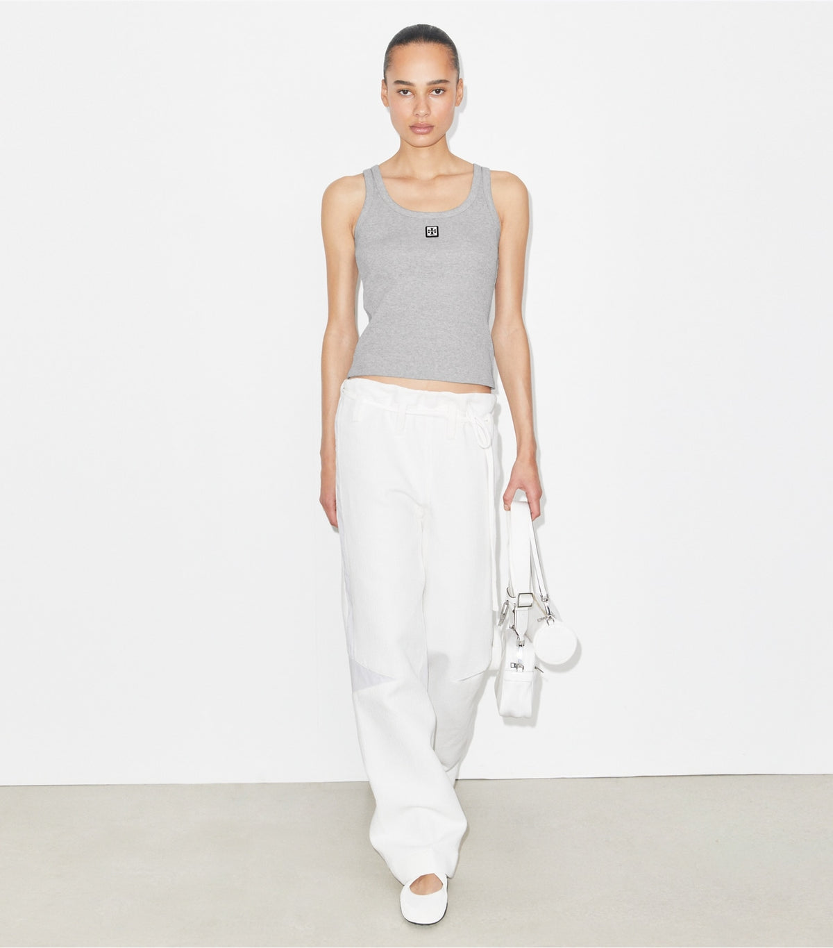 Tory Burch Great Value - Cotton Scoop Tank - Medium Heather Gray