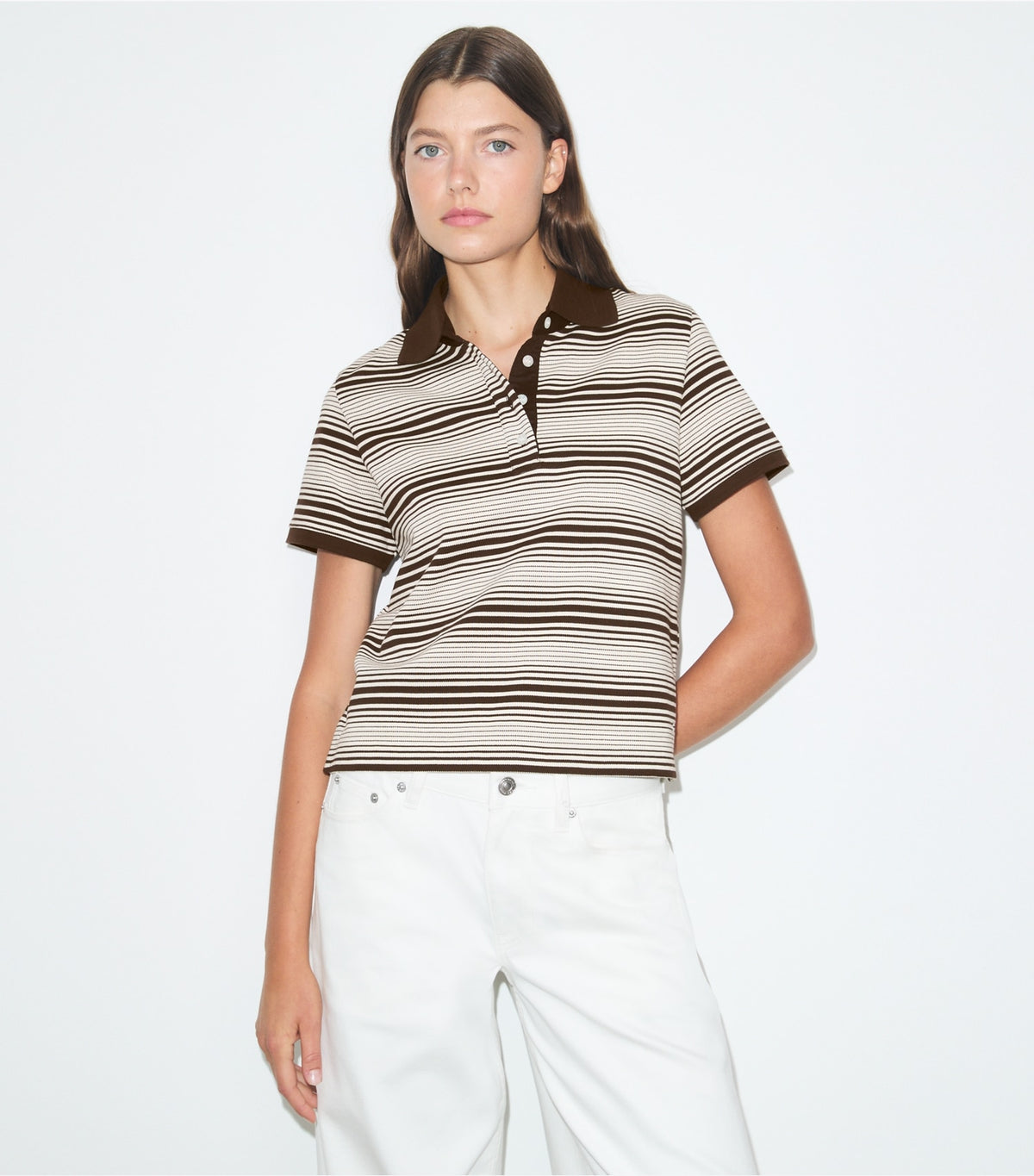 Tory Burch Great Value - Little Grumps Cotton Polo - Chocolate Stripe