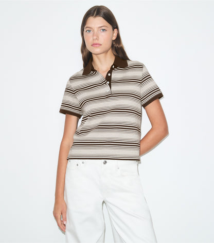 Tory Burch Great Value - Little Grumps Cotton Polo - Chocolate Stripe