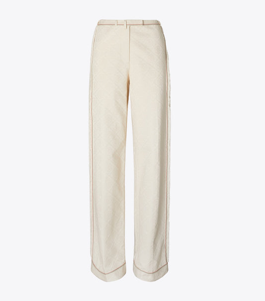 Tory Burch Discount - T Monogram Denim Pant - White / Ivory T Monogram