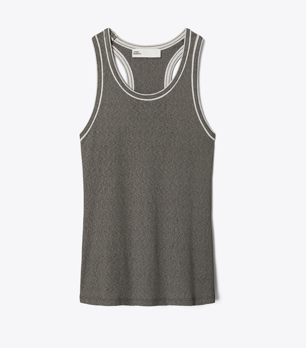 Tory Burch Signature - Ribbed Tank Top - Gray  / Light Gray