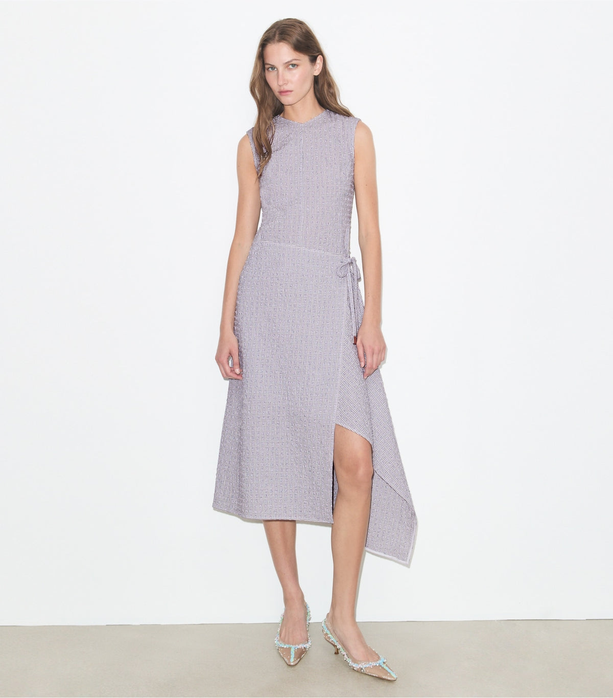 Tory Burch Hot Sale - Asymmetric Cotton Wrap Dress - White / Pink