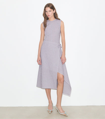 Tory Burch Hot Sale - Asymmetric Cotton Wrap Dress - White / Pink