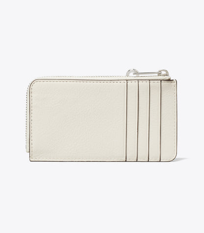 Tory Burch Best Price - Charlie Quilted Zip Card Case - Light Cream / Charms