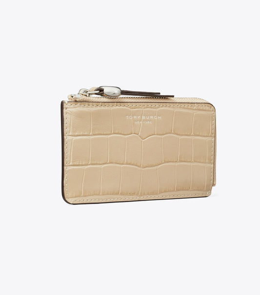 Tory Burch Premium - Romy Croc-Embossed Zip Card Case - Ginger Leaf
