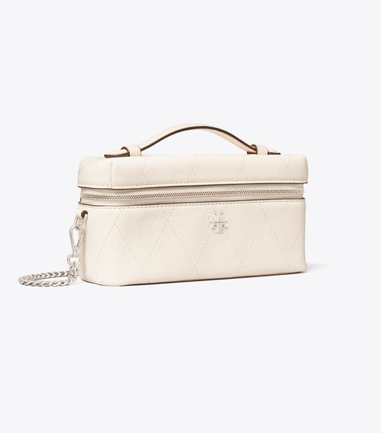 Tory Burch Premium - Charlie Quilted Vanity Case - Light Cream / Charms