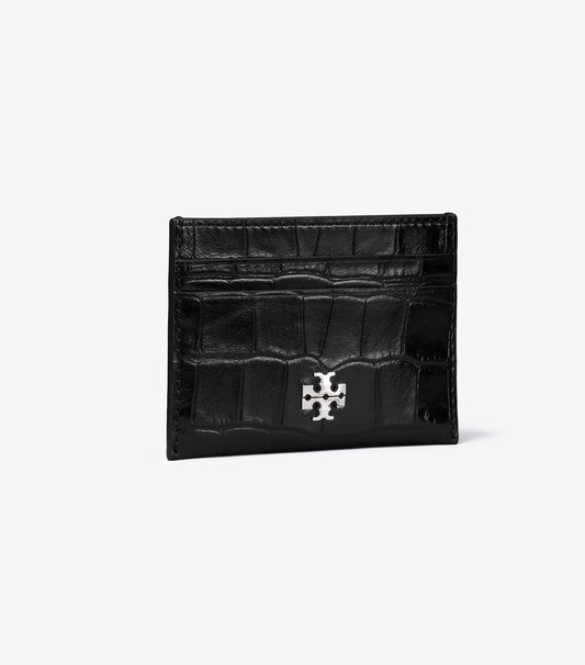 Tory Burch Special Offer - Charlie Croc-Embossed Card Case - Black
