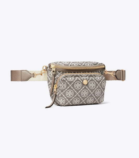 Tory Burch Best Price - T Monogram Coated Jacquard Mini Belt Bag - Charcoal