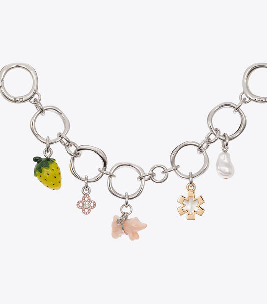 Tory Burch Exclusive - Multi Charm Bag Chain - Tory Silver