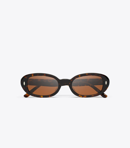 Tory Burch Great Value - Miller Oval Sunglasses - Dark Tortoise/Dark Brown