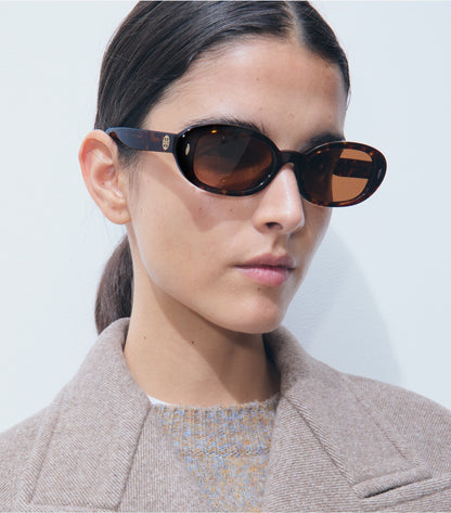 Tory Burch Great Value - Miller Oval Sunglasses - Dark Tortoise/Dark Brown