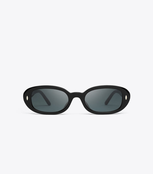Tory Burch Customer Favorite - Miller Oval Sunglasses - Black/Dark Grey