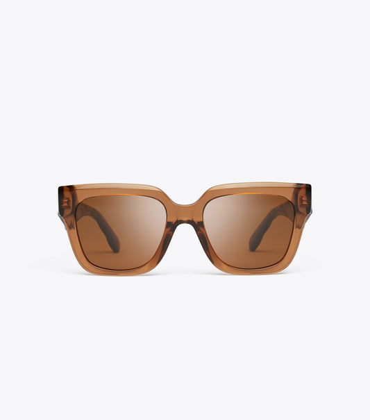 Tory Burch Latest - Kira Square Sunglasses - Transparent Whiskey